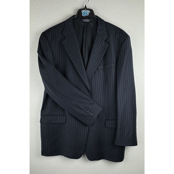 Gieves & Hawkes 48 Long Navy Blue Suit Jacket Blazer Wool Cashmere Striped - Picture 10 of 11